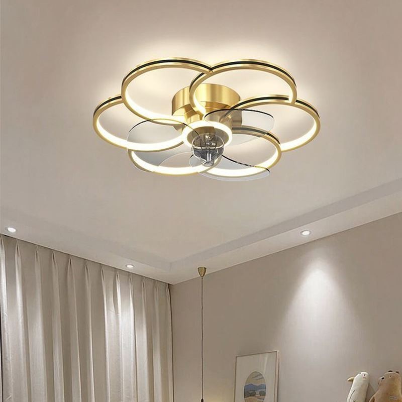Ventilatore da soffitto LED con luce, dimmerazione tricolore, telecomando, 55 x 16 cm