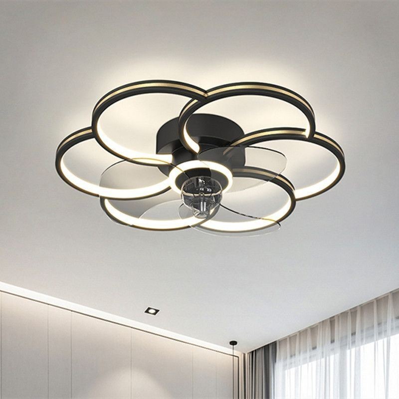Ventilatore da soffitto LED con luce, dimmerazione tricolore, telecomando, 55 x 16 cm