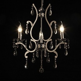 Lampadario classico in cristallo a 3 luci in metallo cromato