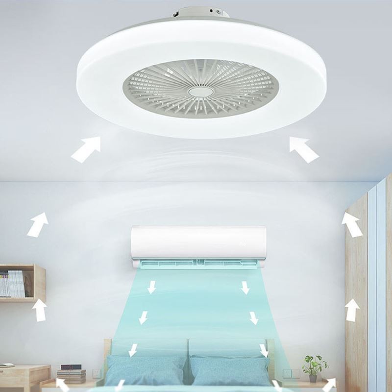 Ventilatore da soffitto LED tricromatico dimmerabile con telecomando, 3 velocità, 5 pale