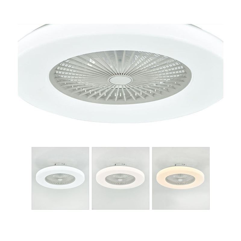 Ventilatore da soffitto LED tricromatico dimmerabile con telecomando, 3 velocità, 5 pale