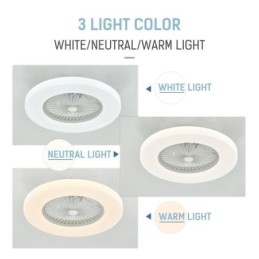 Ventilatore da soffitto LED tricromatico dimmerabile con telecomando, 3 velocità, 5 pale