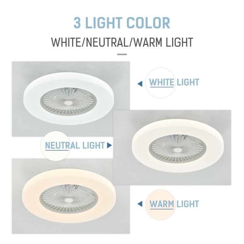 Ventilatore da soffitto LED tricromatico dimmerabile con telecomando, 3 velocità, 5 pale
