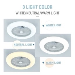 Ventilatore da soffitto con luce LED tricromatica dimmerabile e telecomando, 3 velocità