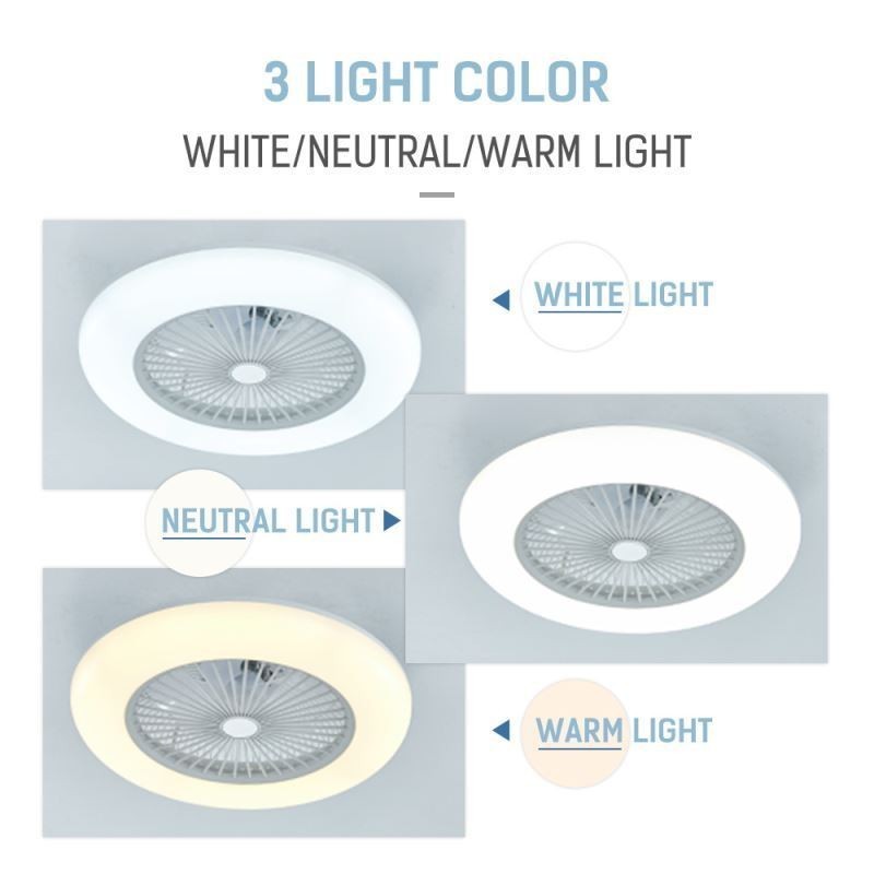 Ventilatore da soffitto con luce LED tricromatica dimmerabile e telecomando, 3 velocità