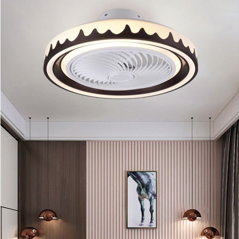 Lampada da soffitto con ventilatore LED rotonda 3 velocità con telecomando
