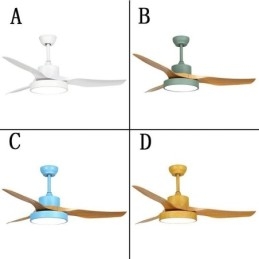 Ventilatore da soffitto con luce LED e telecomando, 3 pale, 112 x 45 cm