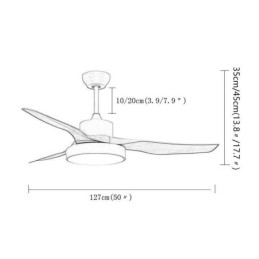 Ventilatore da soffitto con luce LED e telecomando, 3 pale, 112 x 45 cm