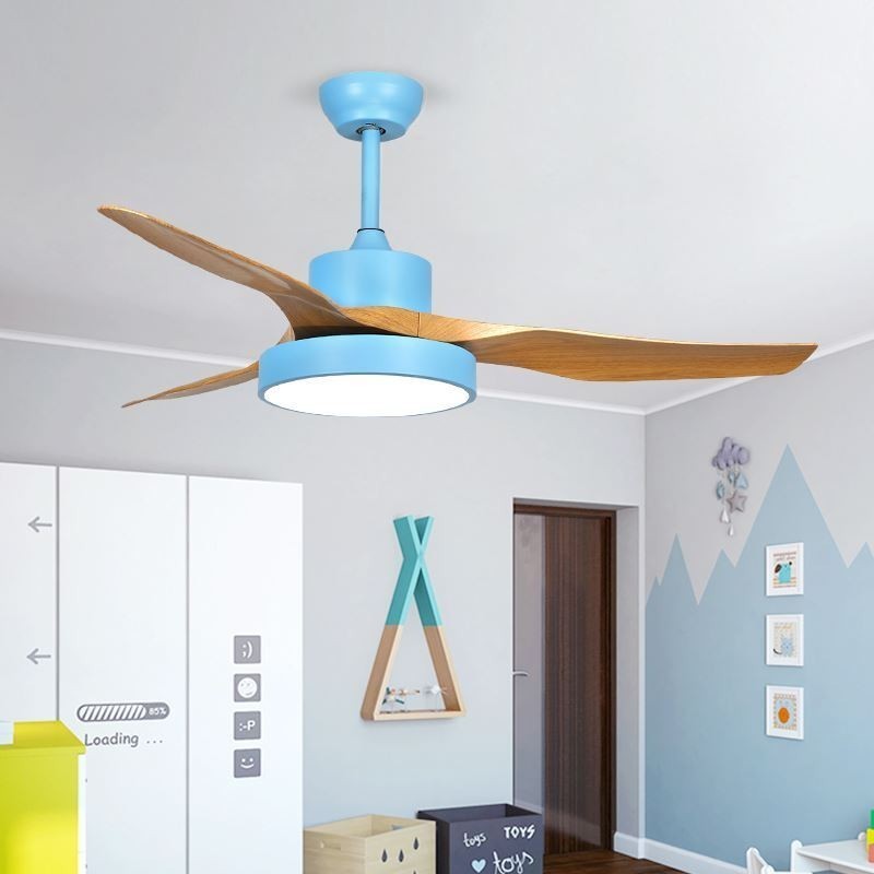 Ventilatore da soffitto con luce LED e telecomando, 3 pale, 112 x 45 cm