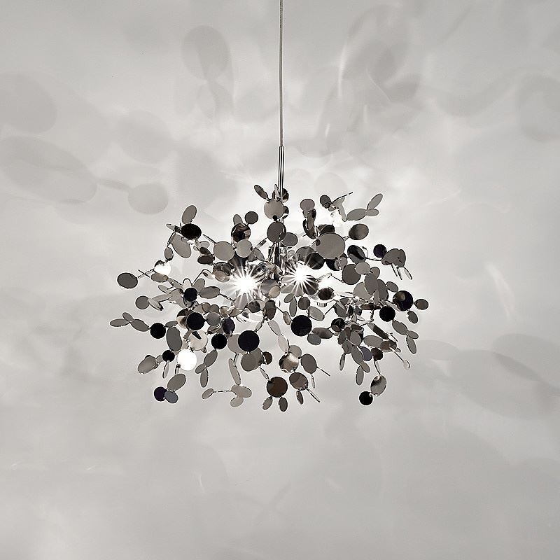 Lampadario a sospensione LED a 3 luci in acciaio inox, base E9, 15 W