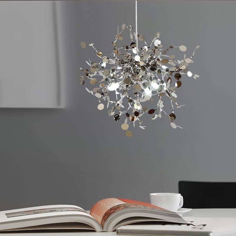 Lampadario a sospensione LED a 3 luci in acciaio inox, base E9, 15 W