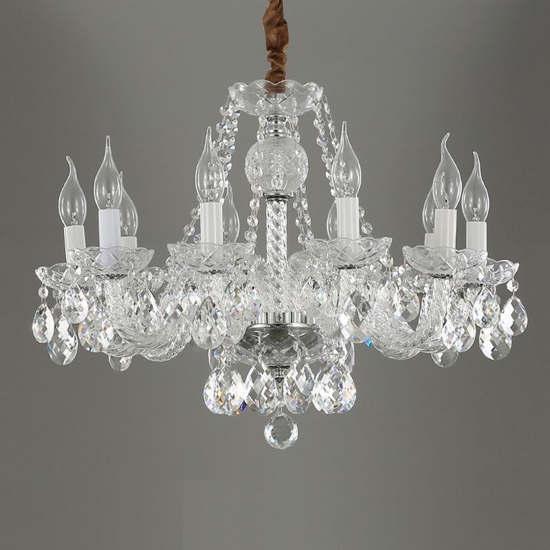 Lampadario in cristallo trasparente stile europeo