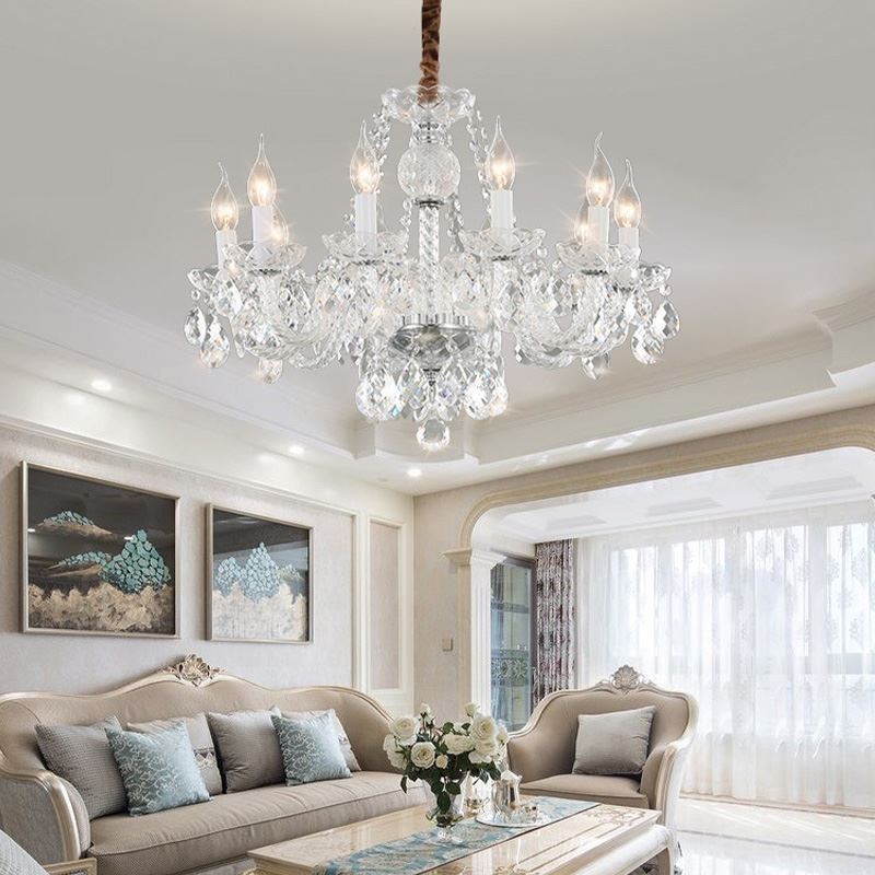 Lampadario in cristallo trasparente stile europeo