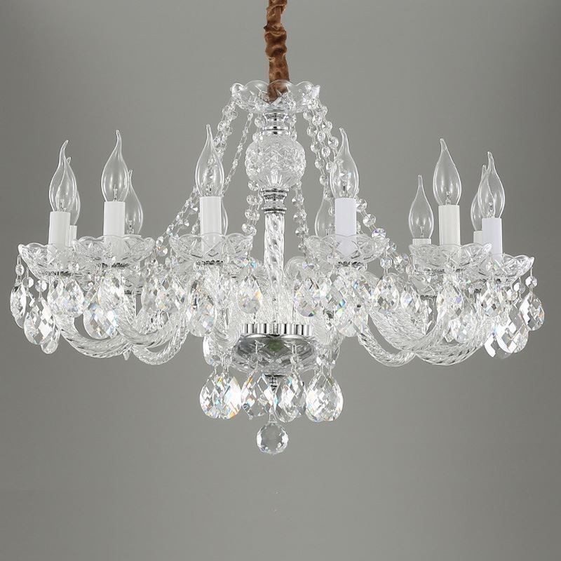 Lampadario in cristallo trasparente stile europeo