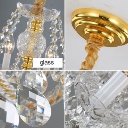 Lampadario a sospensione in cristallo trasparente corpo oro stile europeo 10/12 luci E12/E14