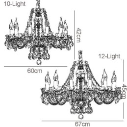 Lampadario a sospensione in cristallo trasparente corpo oro stile europeo 10/12 luci E12/E14