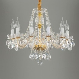Lampadario a sospensione in cristallo trasparente corpo oro stile europeo 10/12 luci E12/E14