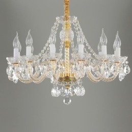 Lampadario a sospensione in cristallo trasparente corpo oro stile europeo 10/12 luci E12/E14