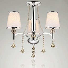 Lampadario contemporaneo in metallo cromato e cristallo