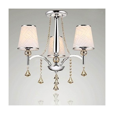 Lampadario contemporaneo in metallo cromato e cristallo
