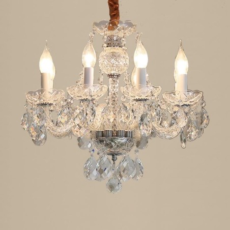 Lampadario a sospensione in cristallo trasparente stile europeo 8 luci E12/E14