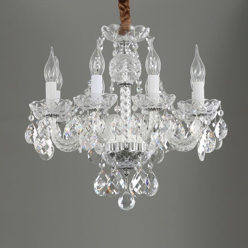 Lampadario a sospensione in cristallo trasparente stile europeo 8 luci E12/E14