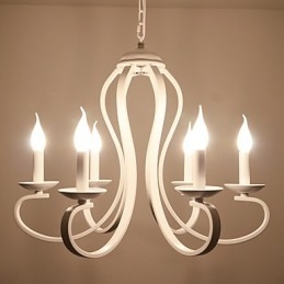 Lampadario retrò tradizionale moderno country in metallo bianco 52 cm
