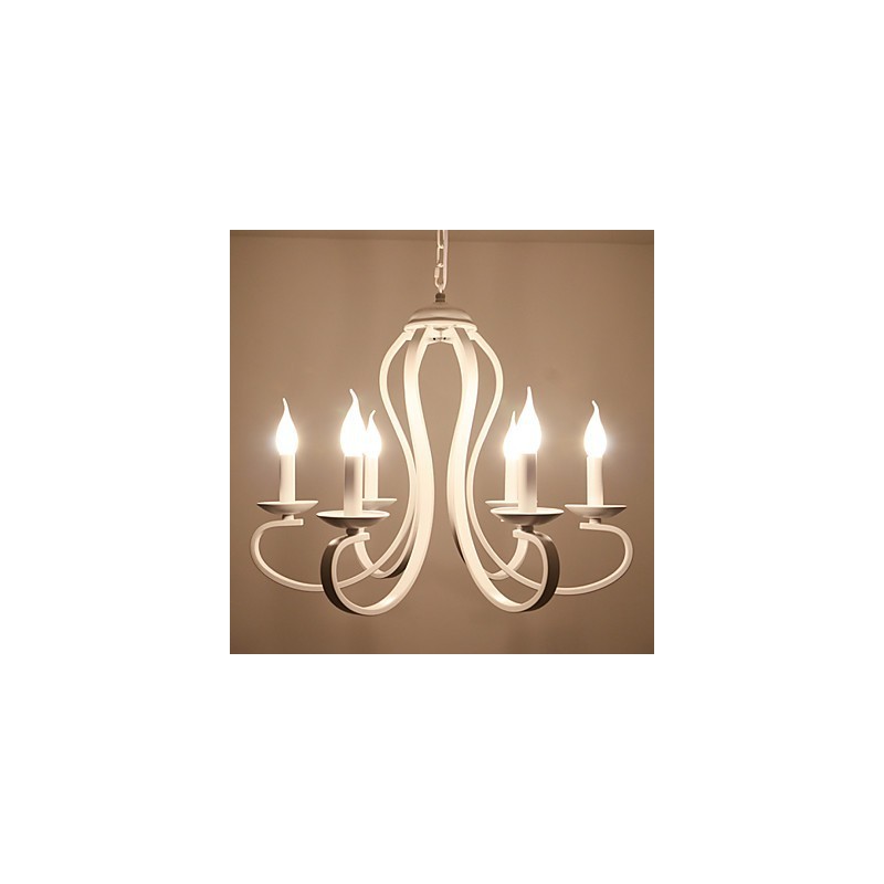 Lampadario retrò tradizionale moderno country in metallo bianco 52 cm