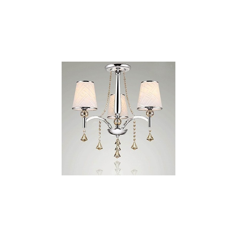 Lampadario contemporaneo in metallo cromato e cristallo