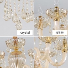 Splendido lampadario di cristallo europeo color cognac plafoniera corpo in vetro 8 luci