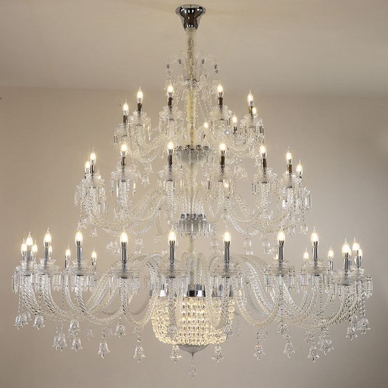 Lampadario in cristallo europeo, plafoniera decorativa con 50 luci