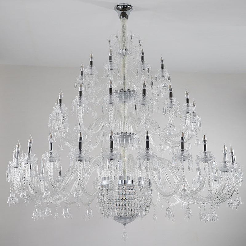 Lampadario in cristallo europeo, plafoniera decorativa con 50 luci