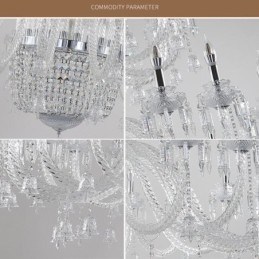 Lampadario in cristallo europeo, plafoniera decorativa con 50 luci