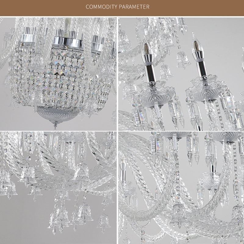 Lampadario in cristallo europeo, plafoniera decorativa con 50 luci