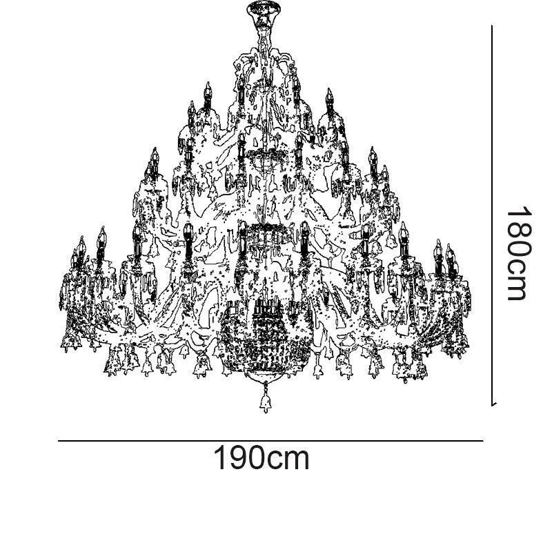 Lampadario in cristallo europeo, plafoniera decorativa con 50 luci
