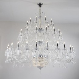 Lampadario in cristallo europeo, plafoniera decorativa con 50 luci