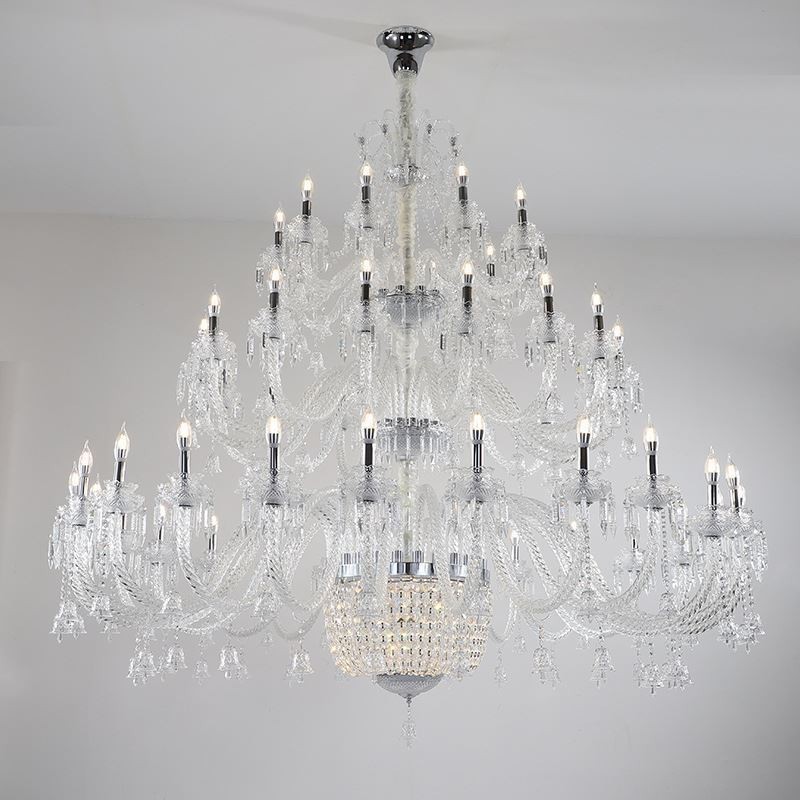 Lampadario in cristallo europeo, plafoniera decorativa con 50 luci