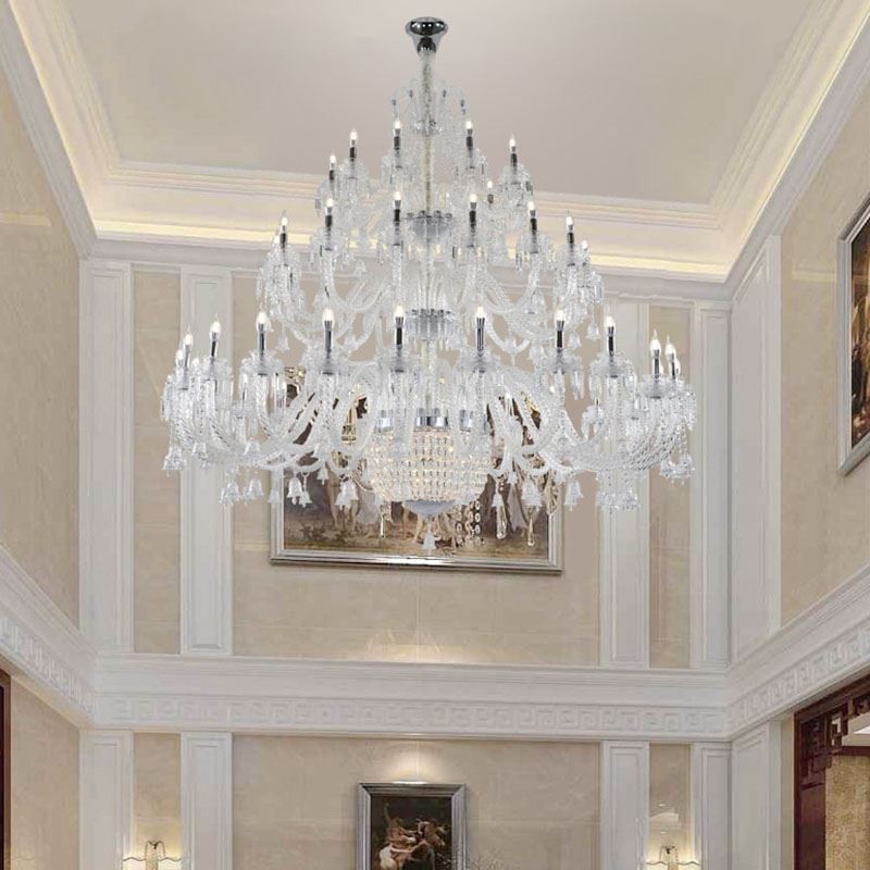 Lampadario in cristallo europeo, plafoniera decorativa con 50 luci