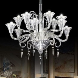 Lampadario di cristallo europeo con plafoniera, 12 luci