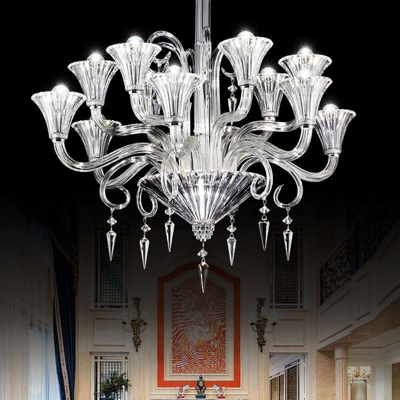 Lampadario di cristallo europeo con plafoniera, 12 luci