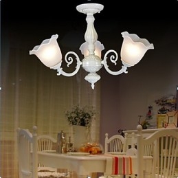 Lampadario a filo europeo classico rétro bianco a 3 luci