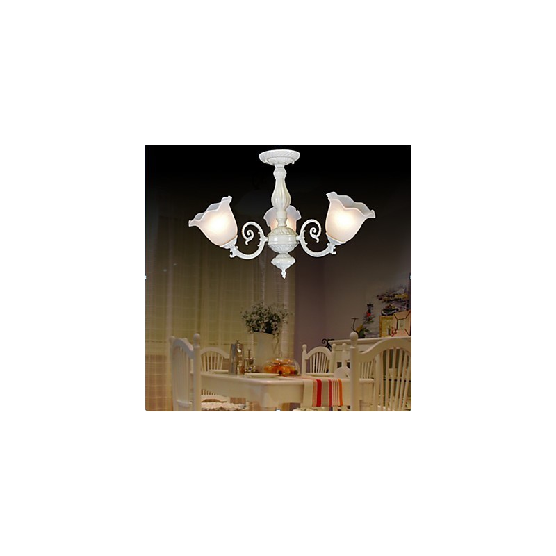 Lampadario a filo europeo classico rétro bianco a 3 luci