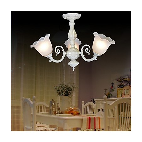 Lampadario a filo europeo classico rétro bianco a 3 luci