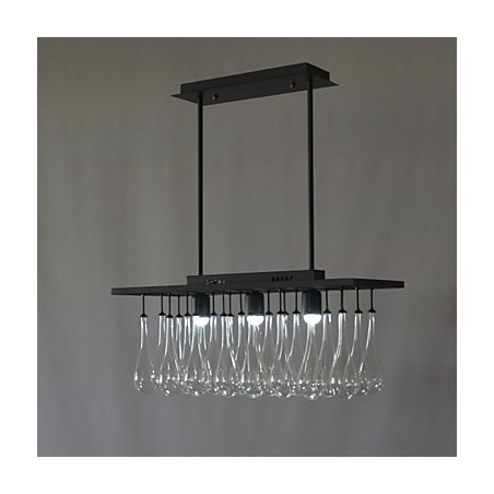 Lampadario moderno contemporaneo in metallo nero e cristallo, 2 livelli, LED integrato