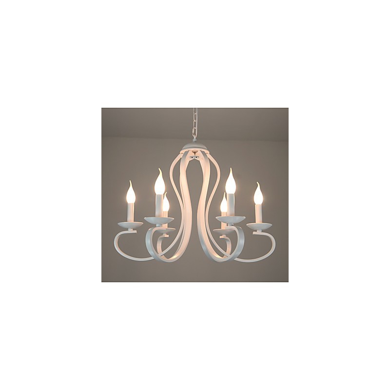 Lampadario retrò tradizionale moderno country in metallo bianco 52 cm
