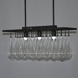 Lampadario moderno contemporaneo in metallo nero e cristallo, 2 livelli, LED integrato