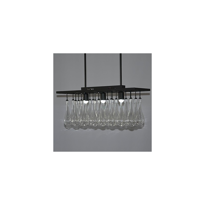 Lampadario moderno contemporaneo in metallo nero e cristallo, 2 livelli, LED integrato