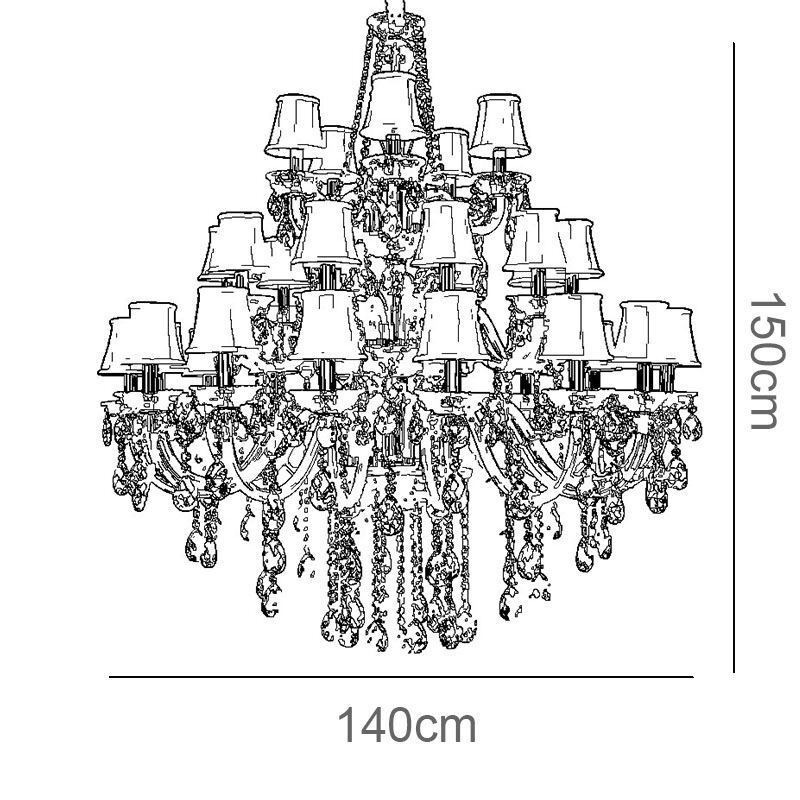 Lampadario di cristallo europeo moderno a 32 luci