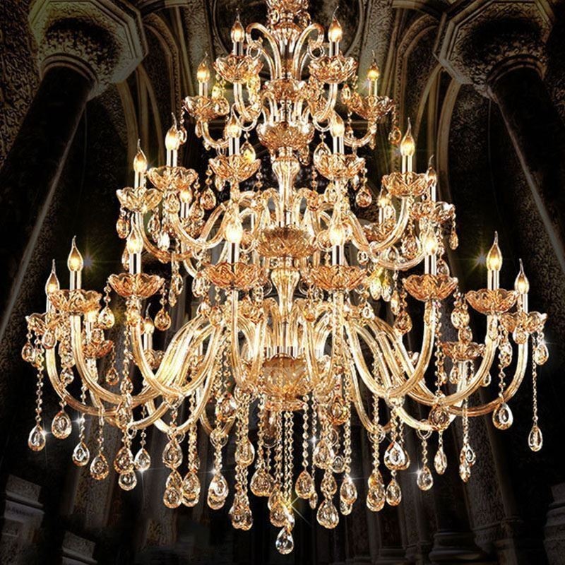 Lampadario da soffitto in cristallo europeo, 30 luci