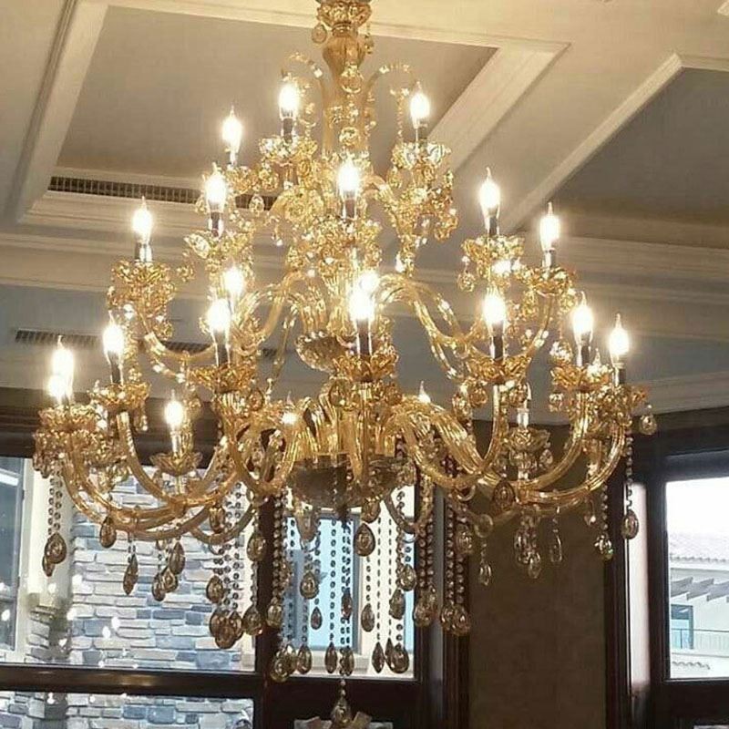 Lampadario da soffitto in cristallo europeo, 30 luci